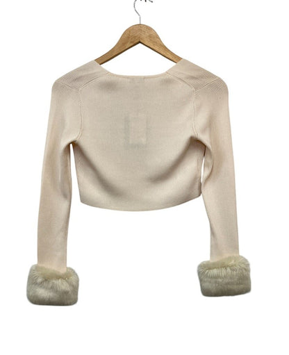 TOCCA トッカ エコファー付き ボレロ カーディガン 488445 サイズXS アイボリーピンク 中古 D4