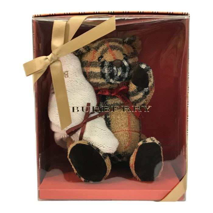 BURBERRY バーバリー ベア ぬいぐるみ ハンカチセット ノバチェック クマ タオル地 インテリア 手足可動 ベージュ 中古 T1
