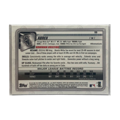 TOPPS MLBカード BOWMAN CHROME JOSE ABREU WHITE SOX 092/250 #99 中古 IT2