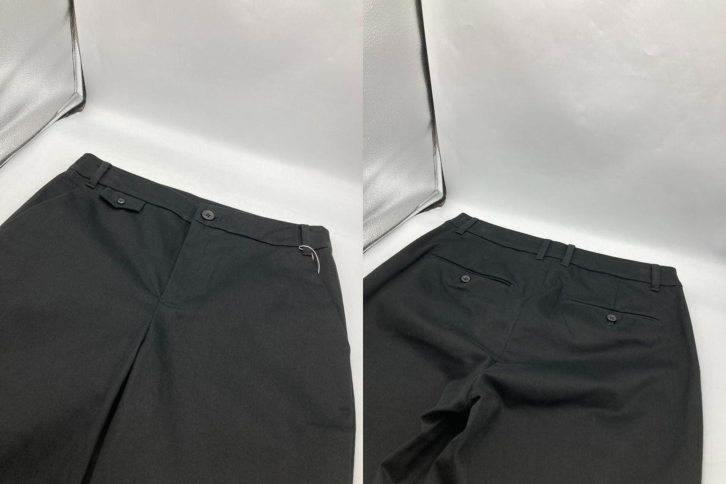 human woman ヒューマンウーマン サテンストレッチ スリムパンツ 077-2230107 サイズL ブラック 中古 D4