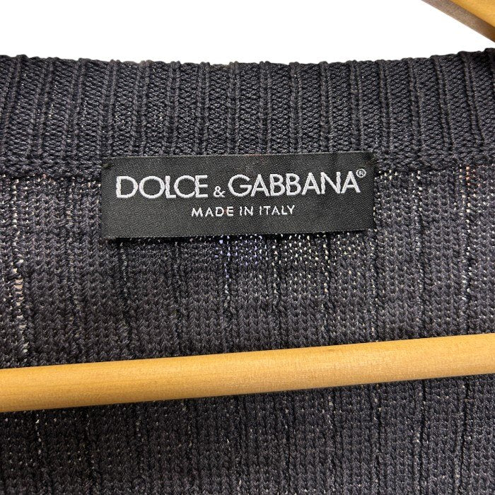 DOLCE & GABBANA カーディガン メンズ 春秋 薄手 コットン ワッフル ニット 無地 シンプル グレー 54サイズ アパレル おしゃれ トップス 中古 W1