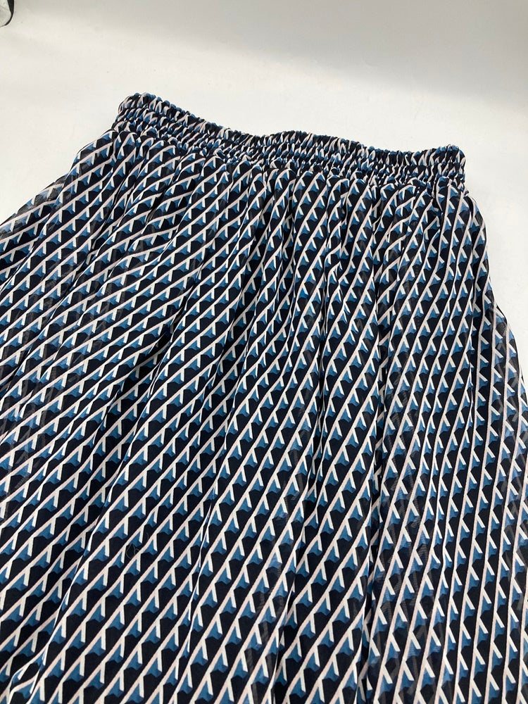 MK MICHEL KLEIN エムケーミッシェルクラン 幾何柄シフォンスカート F1HGV-05140 サイズ36 中古 D4