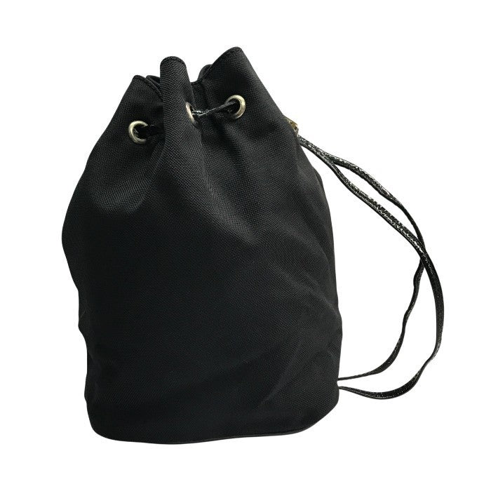 GUCCI グッチ 巾着ポーチ レディース ナイロン ミニバッグ 四角 無地 ブラック 039 0973 002113 中古 T1