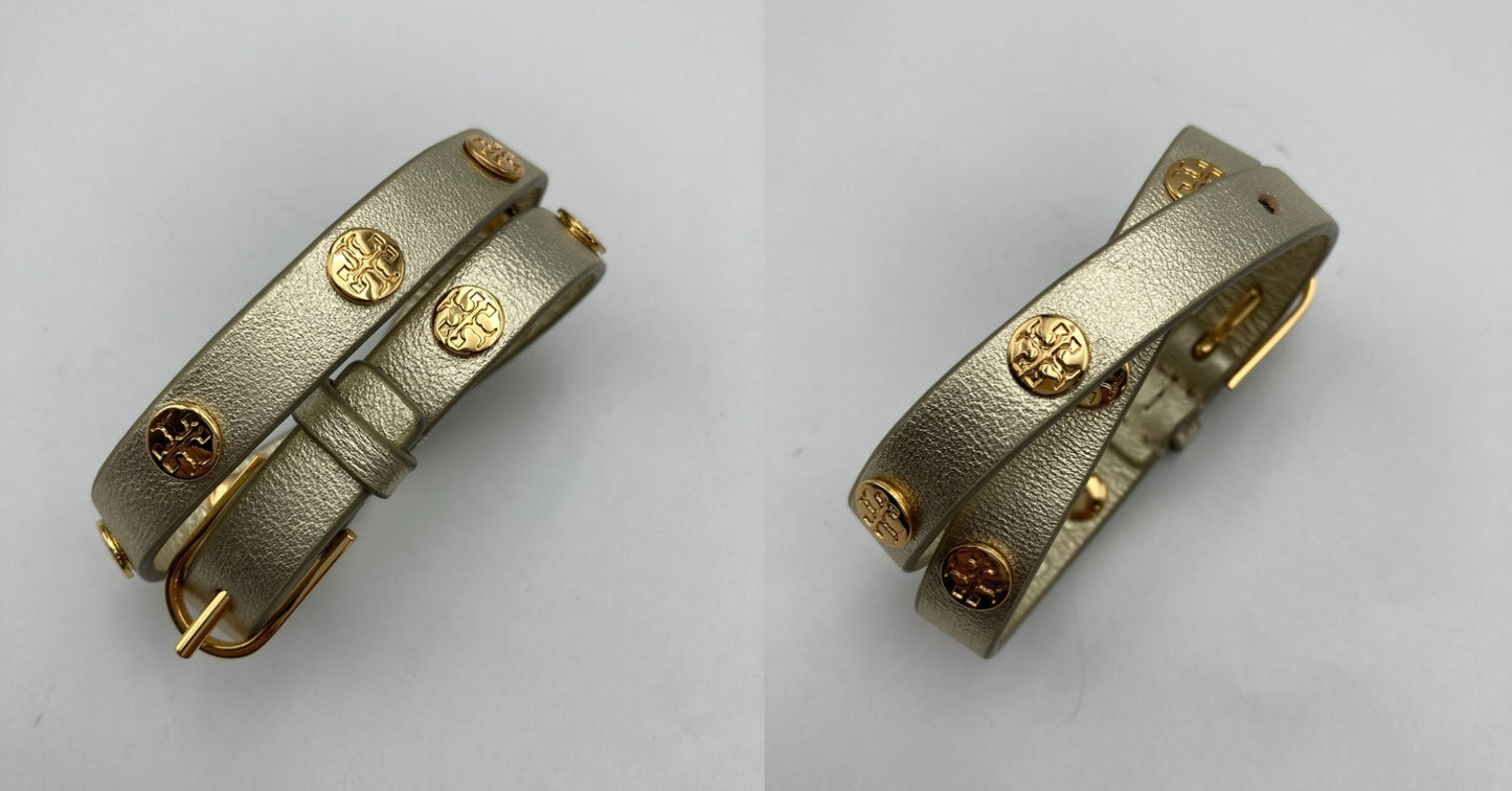 TORY BURCH トリーバーチ ダブルラップ ロゴ スタッズ ブレスレット 中古 D4
