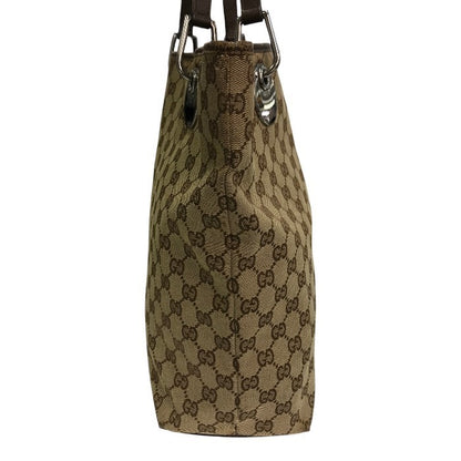 GUCCI グッチ GGキャンバス トートバッグ レディース キャンバス/レザー カジュアル 通勤 A4収納 カーキ/ブラウン 120836 中古 T1