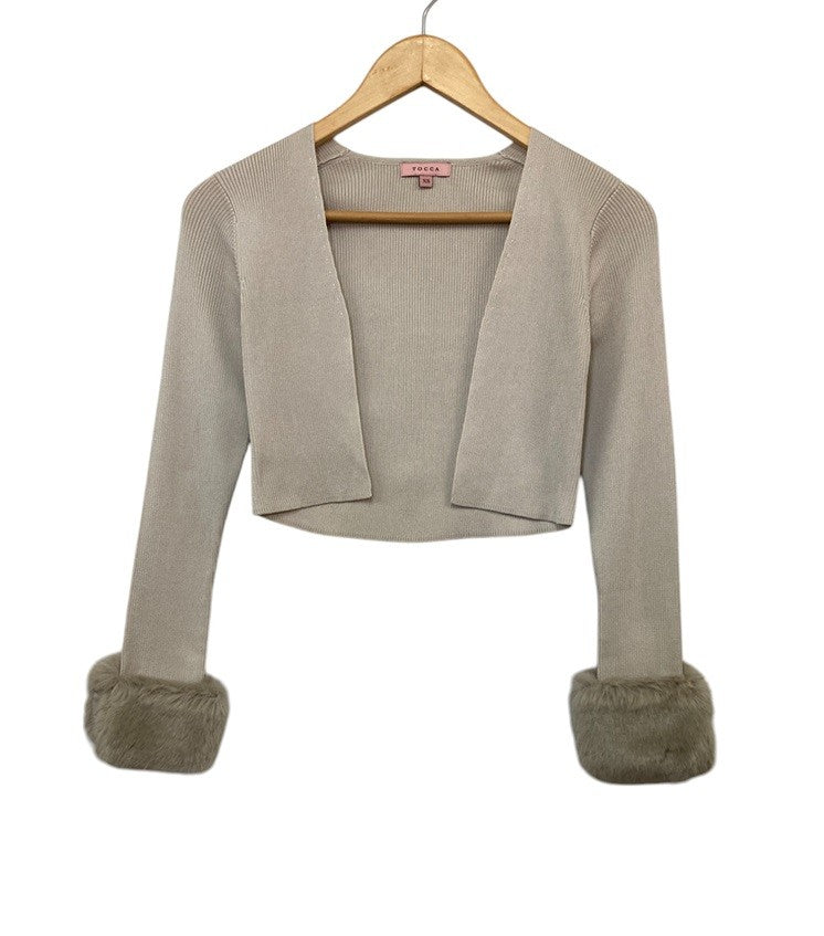TOCCA トッカ エコファー付 ボレロ カーディガン 488455 グレージュ サイズXS 中古 D4