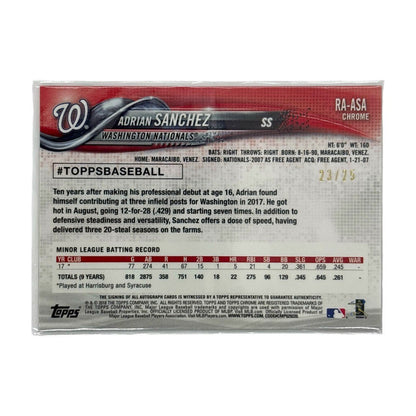TOPPS MLBカード CHROME ADRIAN SANCHEZ WASHINGTON NATIONALS 23/25 #RA-ASA 中古 IT1