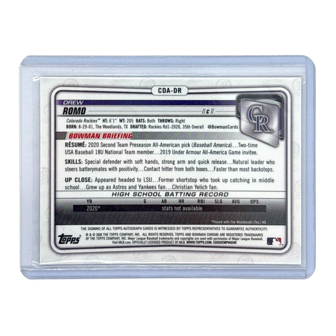 TOPPS MLBカード BOWMAN CHROME 1ST DREW ROMO COLORADO ROCKIES /99 #CDA-DR 中古 IT1