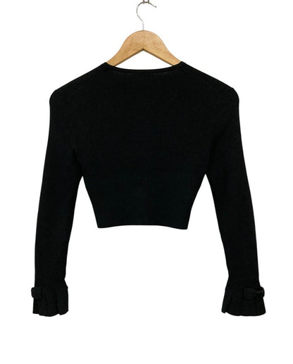 TOCCA トッカ シルク100％ カーディガン 袖リボン ブラック サイズXS 中古 D4