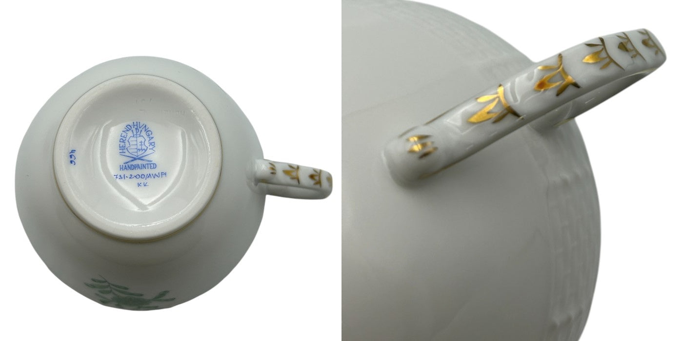 HEREND ヘレンド アポニーグリーン カップ&ソーサー 洋食器 ブランド おしゃれ 紅茶 1客 中古 W４