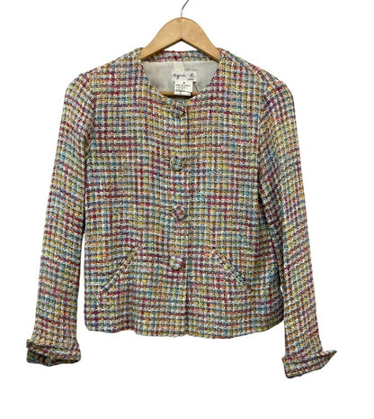 agnes b アニエスべー ノーカラー ツイードジャケット サイズ2 フランス製 中古 D4