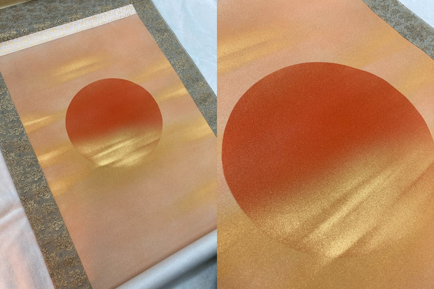 小野萬翠  旭日静波 掛け軸 中古 D4