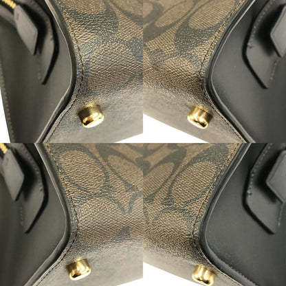 COACH コーチ ラージ アンドレア キャリーオール シグネチャー キャンバス ハンドバッグ レディース 2way ショルダー 斜め掛け PVC ブラウン CP088 中古 T1