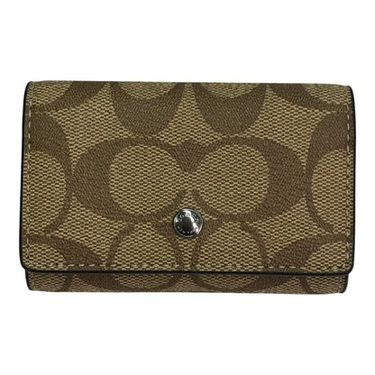 COACH コーチ シグネチャー 5連キーケース ユニセックス PVC コーテッドキャンバス キーリング ベージュ/ブラック F78675 QBTN2 中古 T1