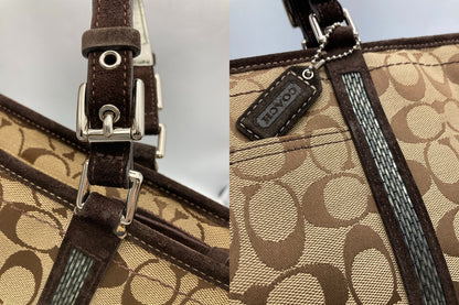 COACH コーチ シグネチャー ビーデッド トートバッグ 8K52 中古 D4
