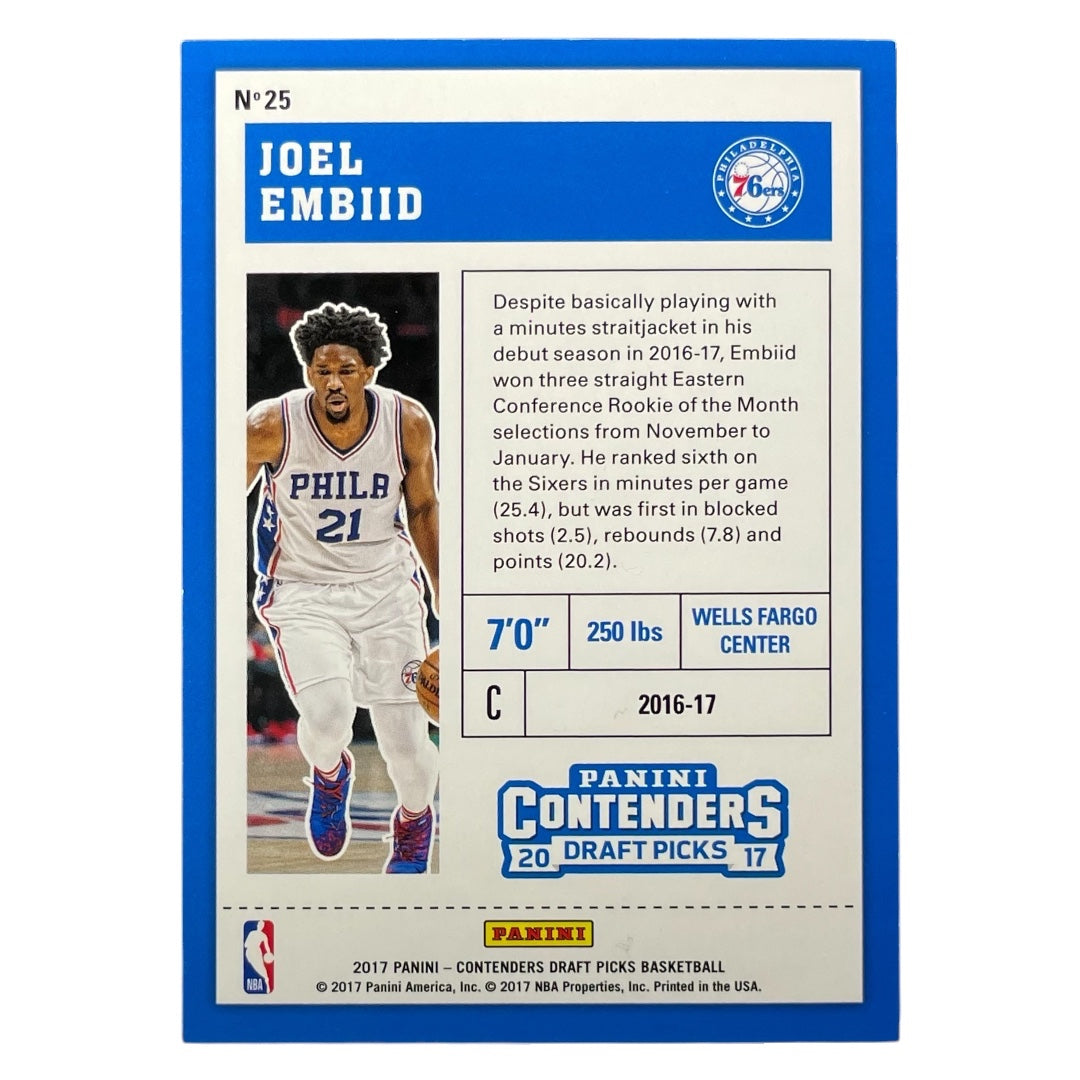 PANINI NBAカード CONTENDERS DRAFT PICKS JOEL EMBIID PHILADELPHIA 76ERS /99 #25 中古 IT2