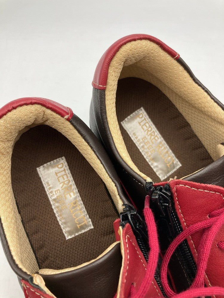 PIERRE RICCI ピエールリッチ 山羊革 4E 軽量 エアウォーキングシューズ  レッド/ダークブラウン 24.0cm 中古 D4