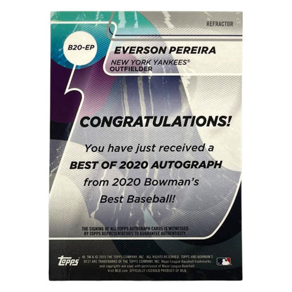 TOPPS MLBカード BOWMAN'S BEST EVERSON PEREIRA NEW YORK YANKEES #B20-EP 中古 IT2