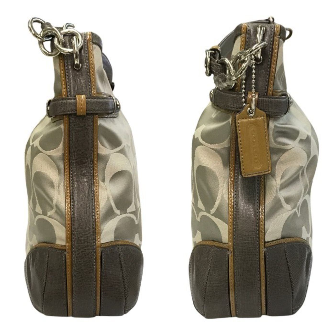 COACH コーチ シグネチャー ショルダーバッグ レディース レザー ハンドバッグ グレー 16408 中古 T1