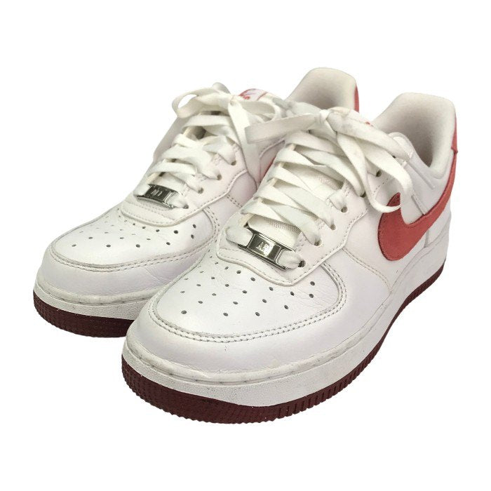 NIKE ナイキ エアフオース1 スニーカー レディース ローカット AIR FORCE バレンタインデー ホワイト/レッド 22.5cm FQ7626-100 中古 T1