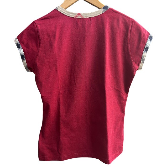 BURBERRY LONDON インポート Tシャツ チェック レッド M PTCAMPIN4700BRA バーバリー ロンドン レディース 半袖 夏 トップス 中古 W４