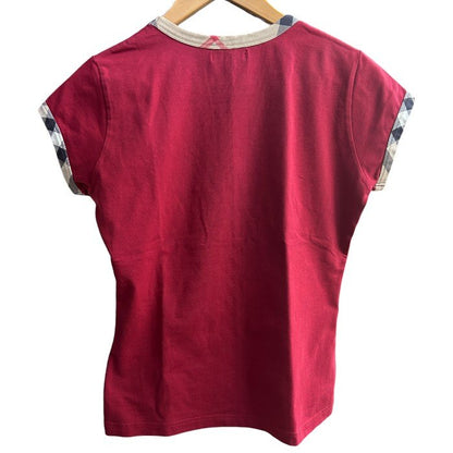 BURBERRY LONDON インポート Tシャツ チェック レッド M PTCAMPIN4700BRA バーバリー ロンドン レディース 半袖 夏 トップス 中古 W４