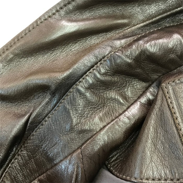 Salvatore Ferragamo サルバトーレフェラガモ レザージャケット メンズ シングルブレスト フルジップ ブラウン 54サイズ 中古 T1