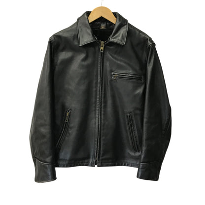 Schott ショット シングルライダースジャケット メンズ カウレザー ボアライナー付き 革ジャン USA製 ブラック 38サイズ AT101 中古 T1