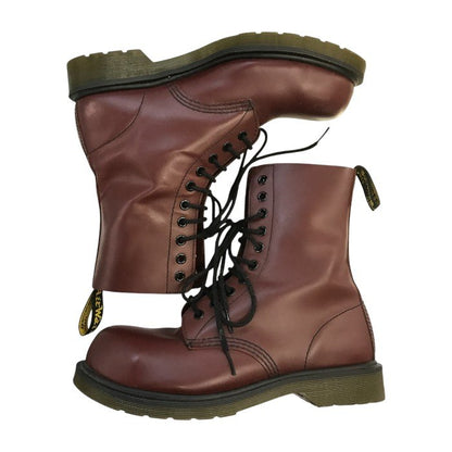 Dr.Martens ドクターマーチン 10ホール ブーツ レディース スチールトゥ ロング レースアップ バーガンディ UK6(25cm) 1919 中古 T1