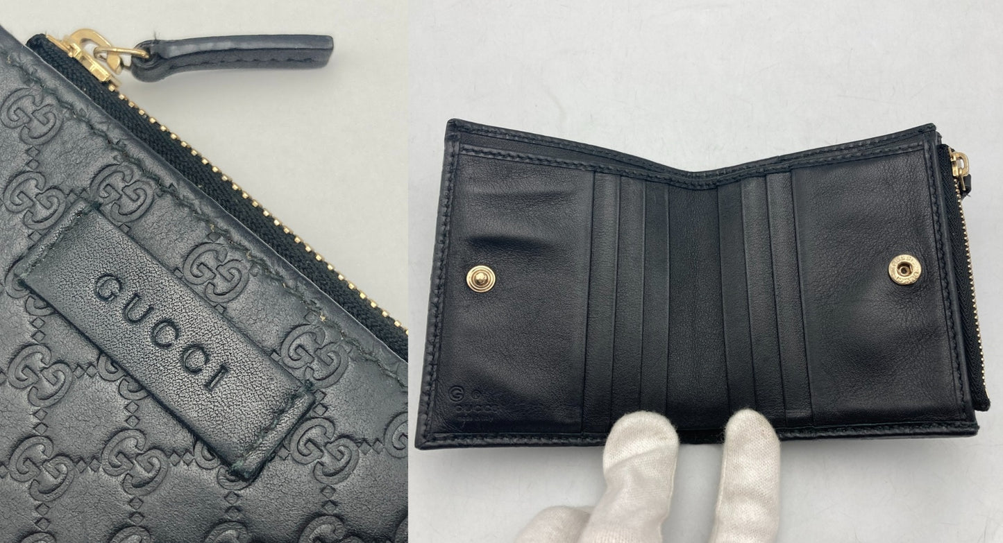 GUCCI グッチ マイクログッチシマ レザー 2つ折り財布 510318 中古 D4