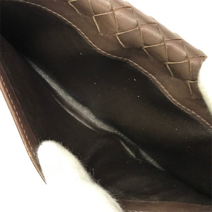 BOTTEGA VENETA ボッテガヴェネタ 長財布 メンズ イントレチャート 二つ折り レザー 小銭入れなし 札入れ ブラウン 中古 T1