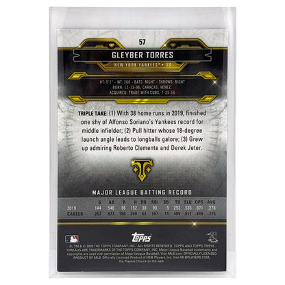 TOPPS MLBカード TRIPLE THREADS GLEYBER TORRES NEW YORK YANKEES /299 #57 中古 IT1