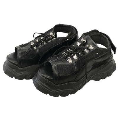 HARE サンダル レディース 夏 レザー ラメ メッシュ ブラック Lサイズ 中古 M1