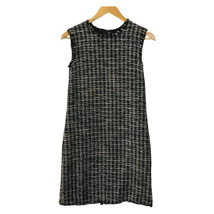 DOLCE＆GABBANA ワンピース レディース コットン ツイード ノースリーブ 膝丈 カットオフ 切りっぱなし ブラック 42サイズ F68C7T 中古 T1