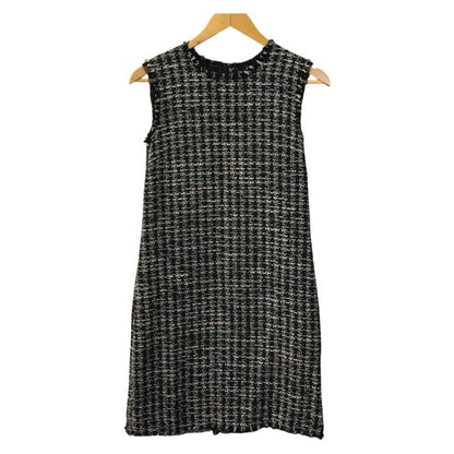 DOLCE＆GABBANA ワンピース レディース コットン ツイード ノースリーブ 膝丈 カットオフ 切りっぱなし ブラック 42サイズ F68C7T 中古 T1