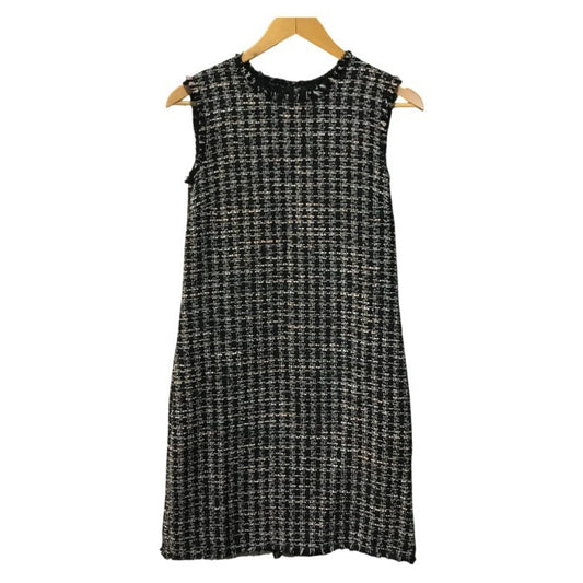 DOLCE＆GABBANA ワンピース レディース コットン ツイード ノースリーブ 膝丈 カットオフ 切りっぱなし ブラック 42サイズ F68C7T 中古 T1