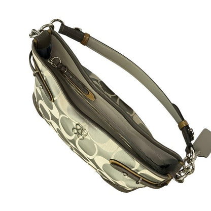 COACH コーチ シグネチャー ショルダーバッグ レディース レザー ハンドバッグ グレー 16408 中古 T1