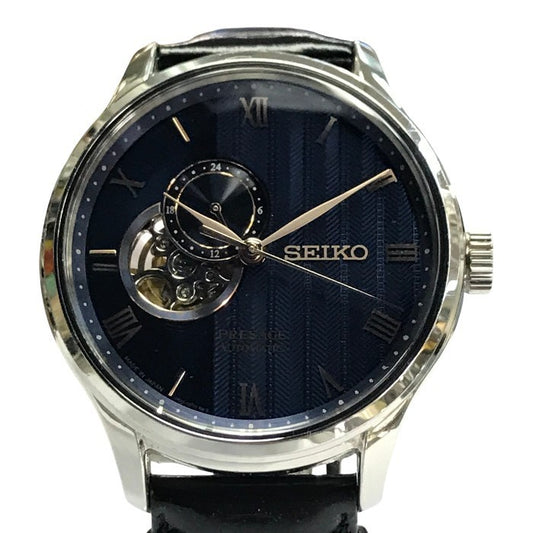 SEIKO PRESAGE プレザージュ SARY187 腕時計 メンズ 自動巻き アナログ Basic Line Japanese Garden レザーバンド シルバー/ネイビー 4R39-00W0 中古 T1