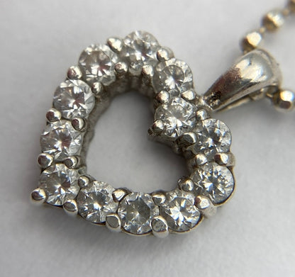 シルバー925 ハートトップ ネックレス 中古 D4