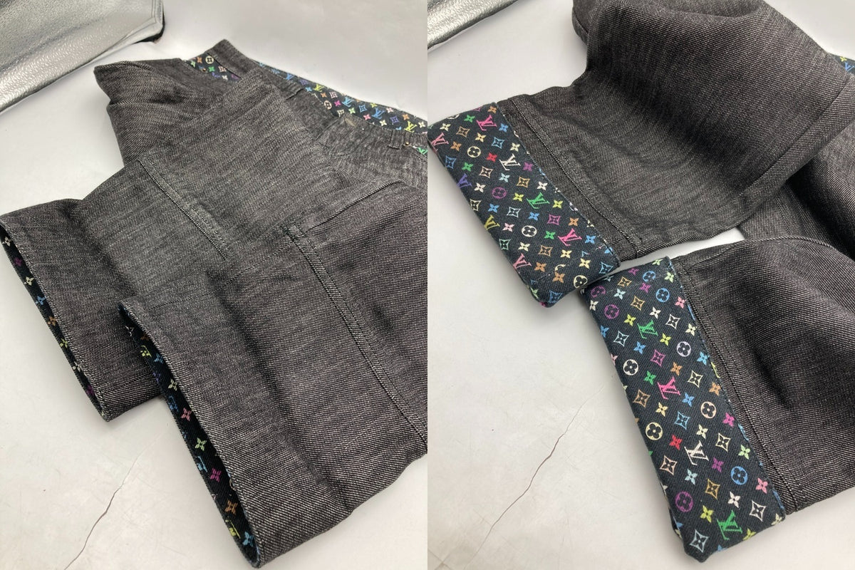 LOUIS VUITTON ルイヴィトン モノグラム マルチカラー クロップド デニムパンツ RW091W WOPA02DAZ サイズ38 レディース 中古 D4