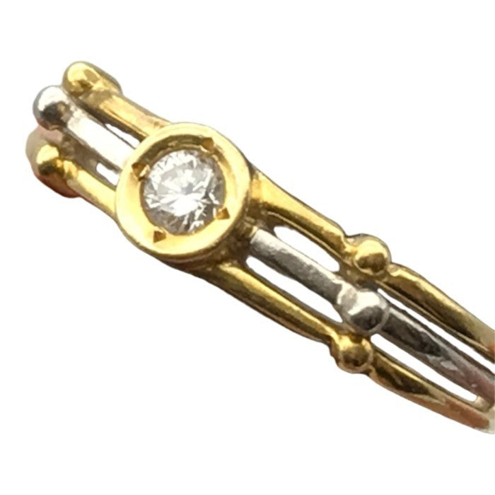 K18/Pt900 ダイヤモンド0.10ct リング レディース コンビ イエローゴールド 10号 中古 T1