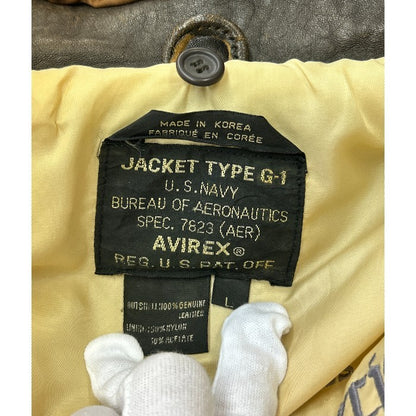 AVIREX アヴィレックス レザージャケット G-1 L 本革 アウター メンズ 秋 冬 中古 W1