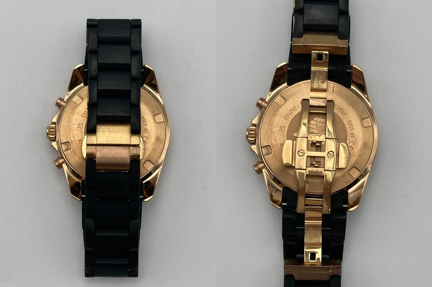 EMPORIO ARMANI エンポリオアルマーニ クロノグラフ 腕時計 クオーツ AR6066 中古 D4