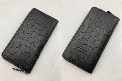 COACH コーチ エンボスド シグネチャー アコーディオン ジップウォレット CE551 長財布 メンズ 中古 D4