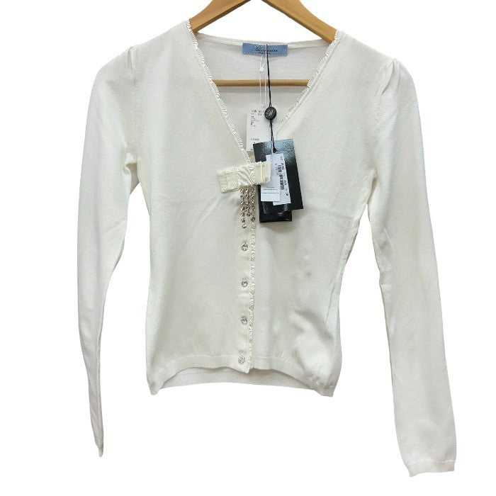 未使用品 Blumarine ブルマリン スワロフスキーボタン カーディガン WL0213316 38 トップス ホワイト レディース おしゃれ 秋 冬 中古 W４
