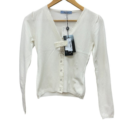 未使用品 Blumarine ブルマリン スワロフスキーボタン カーディガン WL0213316 38 トップス ホワイト レディース おしゃれ 秋 冬 中古 W４