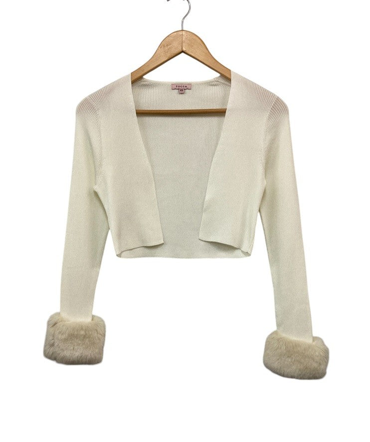 TOCCA トッカ エコファー付き ボレロ カーディガン 488445 サイズXS ホワイト 中古 D4