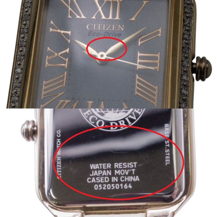 CITIZEN Eco-Drive レディース アナログ ソーラー 腕時計 レザー E031-S117798 中古 a1