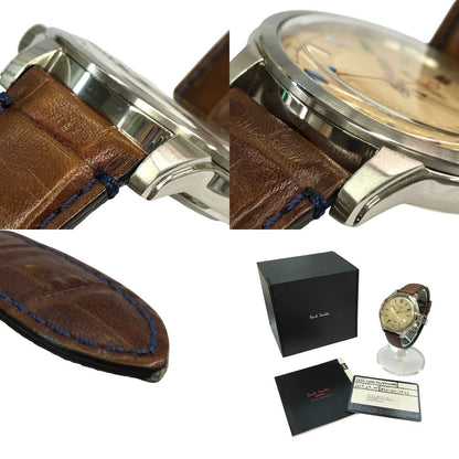 Paul Smith ポールスミス ケンブリッジ ビッグデイト 腕時計 メンズ アナログ クォーツ レザーベルト SS シルバー/ブラウン YA30-S084270 中古 T1