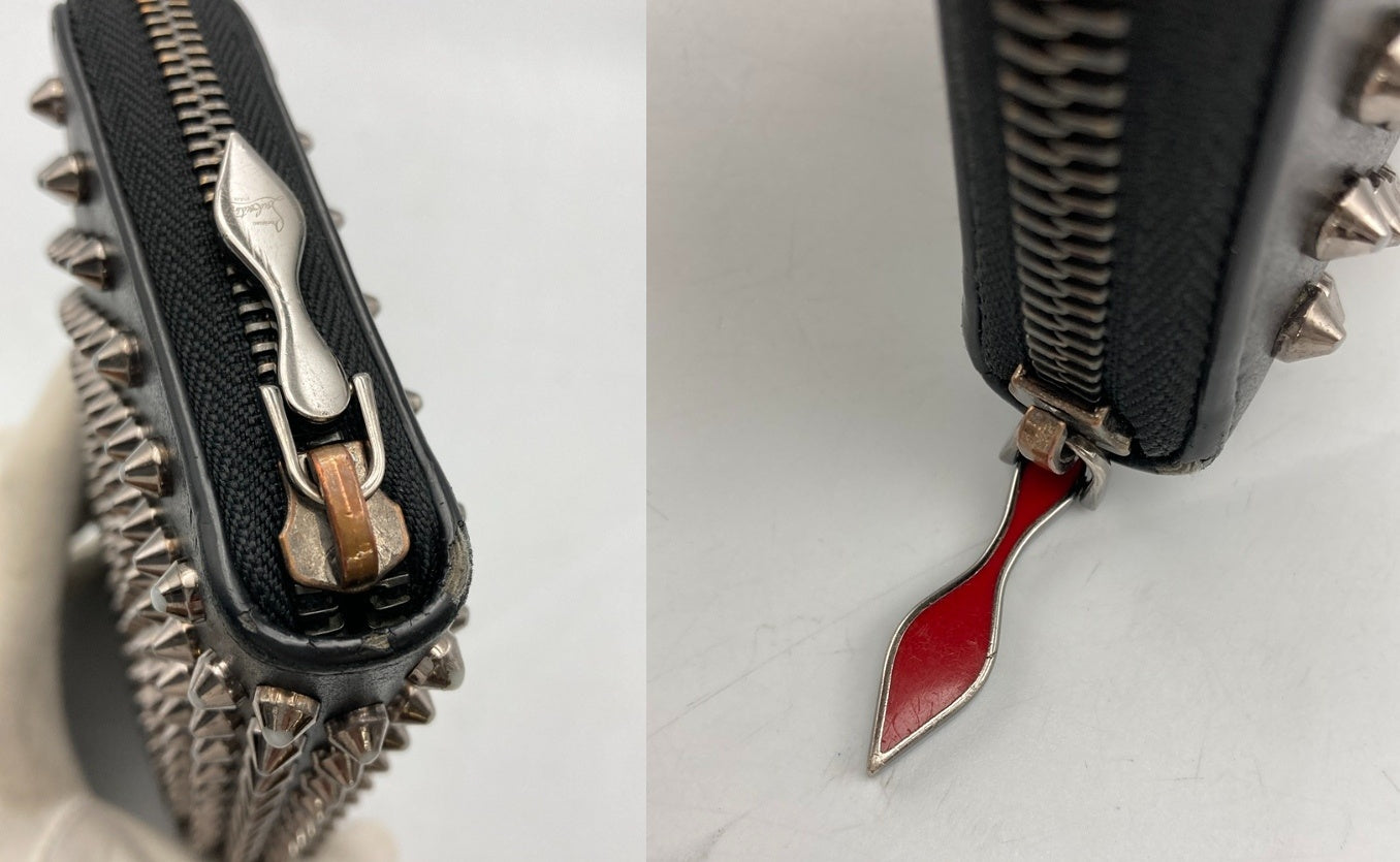 クリスチャンルブタン Christian louboutin パネトーネ スパイク ラウンドファスナー長財布 1175099 中古 D4